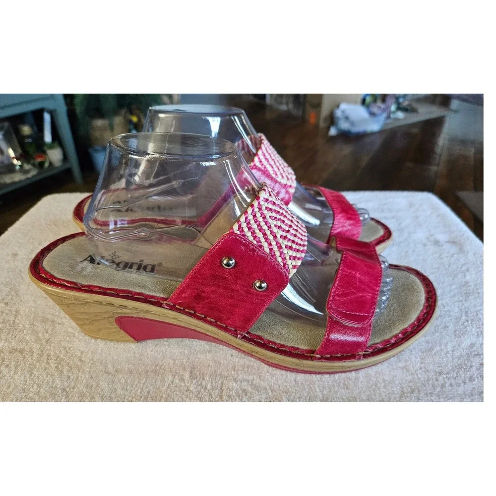 Alegria Lana Pink Leather Woven Wedge Slide Sandals Womens 42 LAN-105